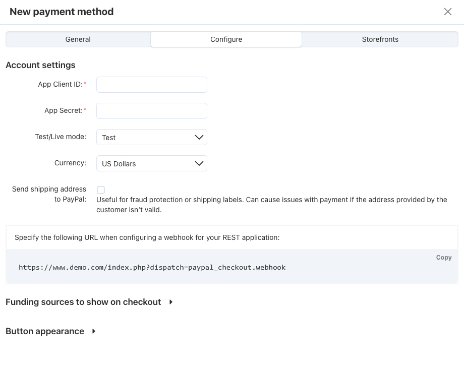 Config image for PayPal on Connect Marketplace